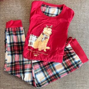 Chaps Festive Red Plaid Lab Pajama Set
